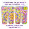 Colorful rhinestone tumbler designs with geometric patterns for sublimation crafting