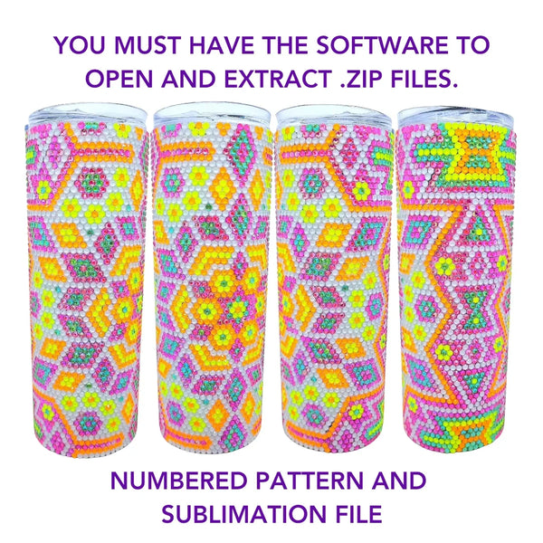 Colorful rhinestone tumbler designs with geometric patterns for sublimation crafting