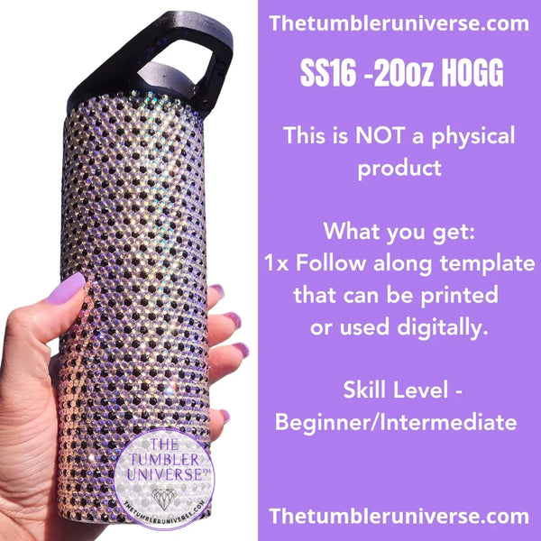 SS16 rhinestone tumbler template for 20oz HOGG, beginner/intermediate skill, printable digital design