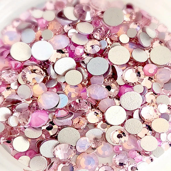 Pink and silver rhinestones for crafting tumblers and DIY projects