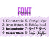 Font options for crafting: Constantia, Dream Orphans, Haettenschweiler, Cooper Black, Everleigh Script, Holiday Sweet, Back to Black, Winter Delighters