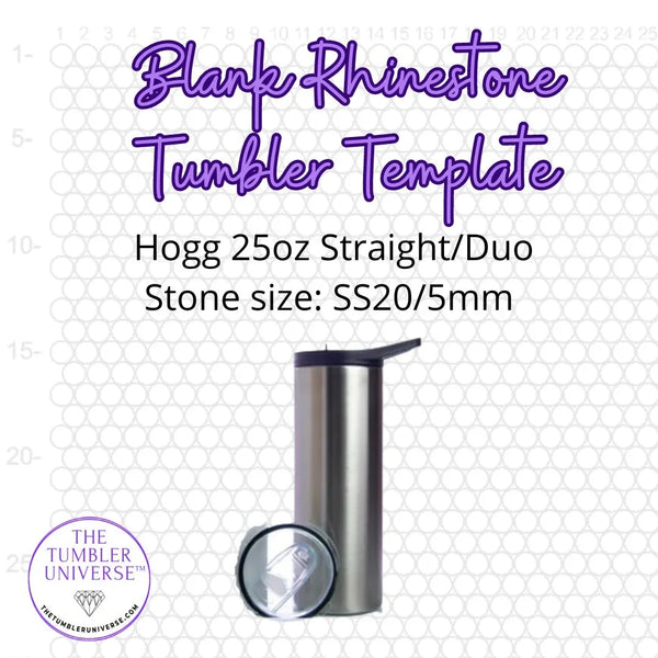 Blank rhinestone tumbler template for Hogg 25oz straight/duo, SS20/5mm stone size, grid layout