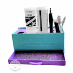 TTU Tool Box with epoxy resin, adhesives, brushes, and rhinestones for tumbler crafting