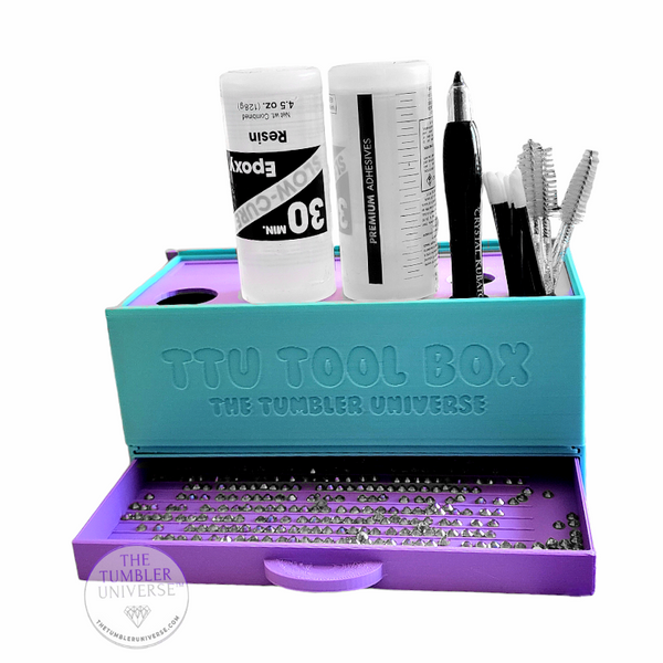 TTU Tool Box Storage Caddy & Rhinestone Tray Workstation