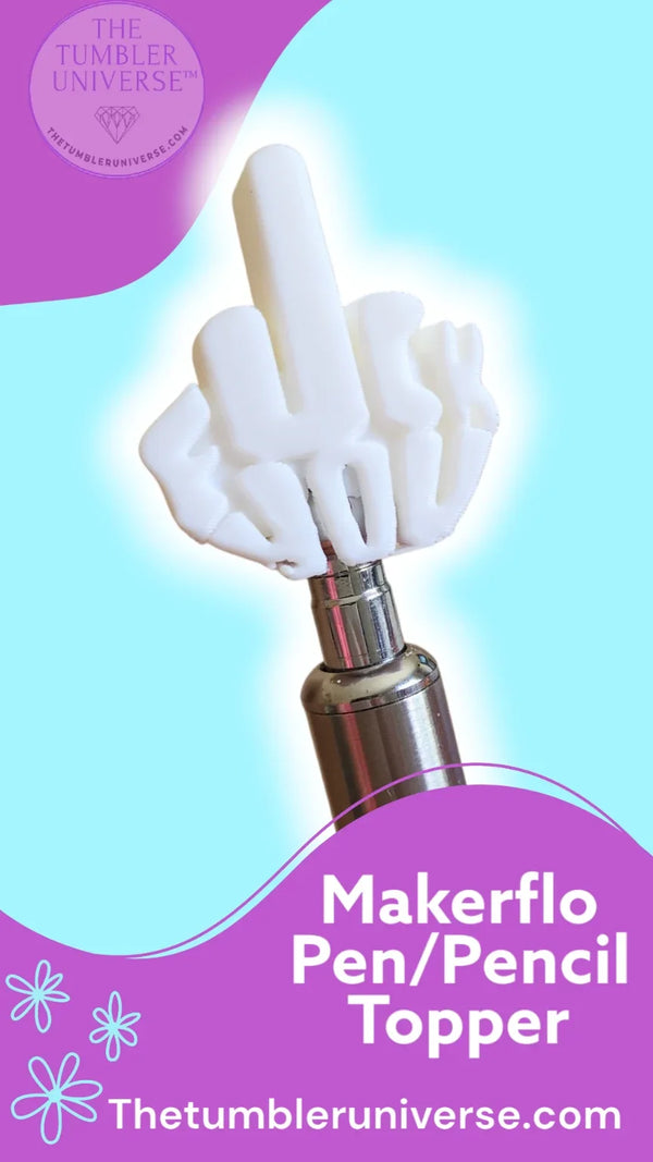 White hand-shaped pen topper with middle finger up, for crafting and bling projects