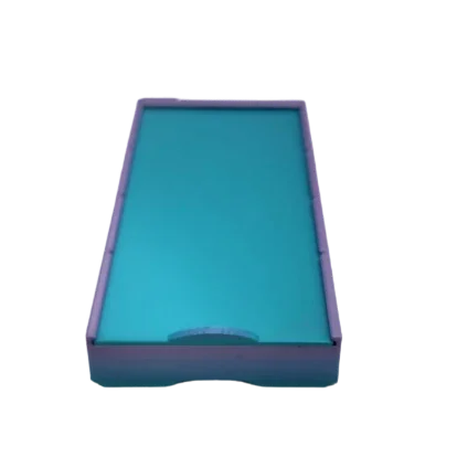 Teal rhinestone tumbler template with purple edges for crafting projects
