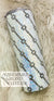 Rhinestone tumbler with blue and silver bling, perfect for crafting and personalization.