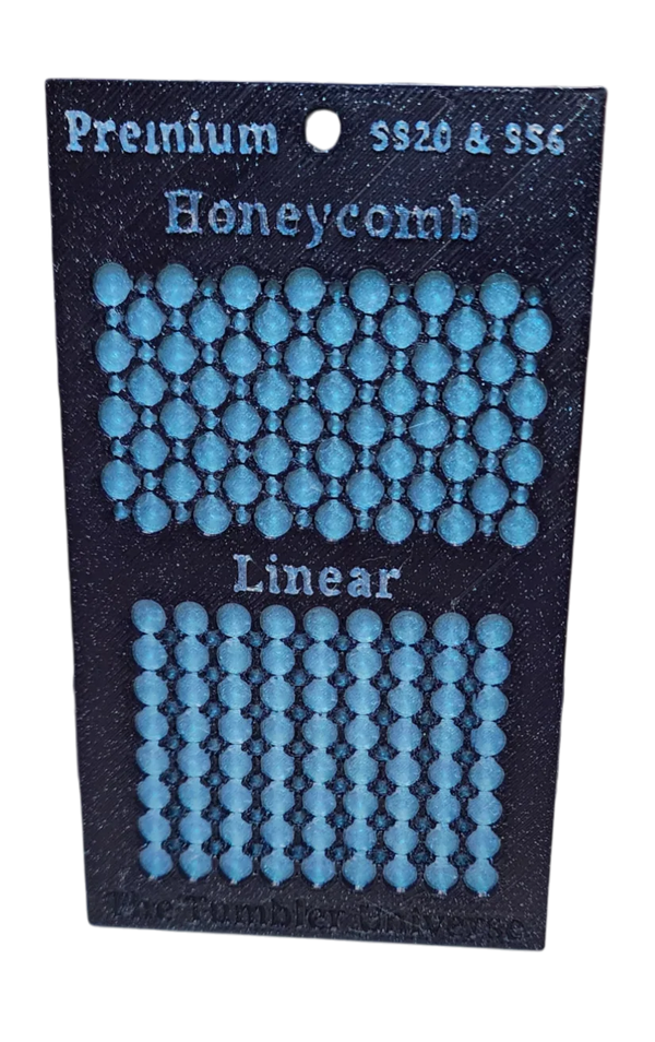 Premium SS20 & SS6 rhinestone templates: Honeycomb and Linear patterns for tumbler bling crafting
