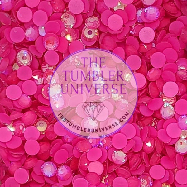 Neon AB Rose Glass Rhinestones