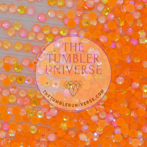 Neon AB Orange Glass Rhinestones