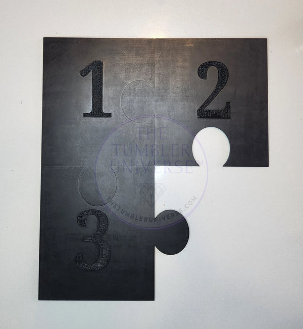 Black numbered tumbler template pieces 1, 2, 3 for rhinestone crafting and DIY bling projects