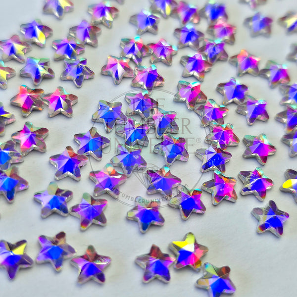 Crystal AB 5mm Glass Star Flatbacks - 80 Pack