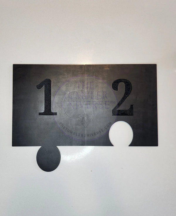 Black flatback flipper tool with numbered sides for rhinestone tumbler crafting, featuring circular cutouts.