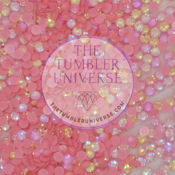 Neon AB Lt. Pink Glass Rhinestones