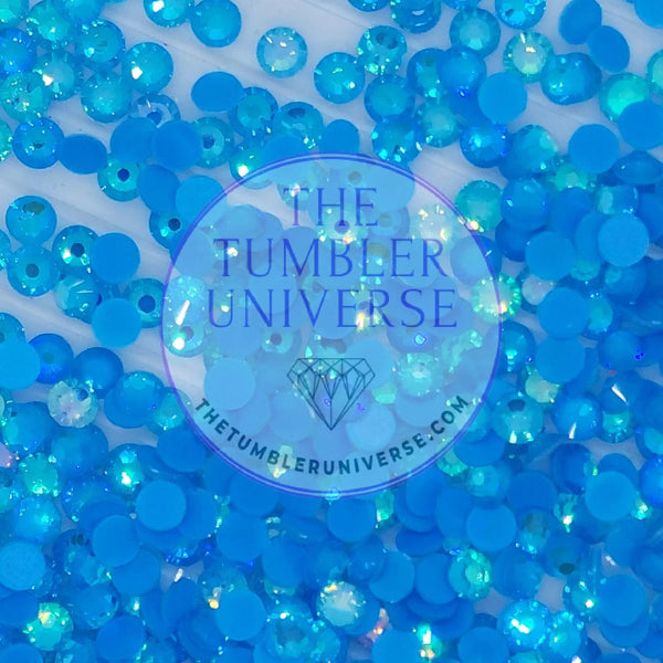 Neon AB Sapphire non-hotfix flatback glass rhinestones by The Tumbler Universe